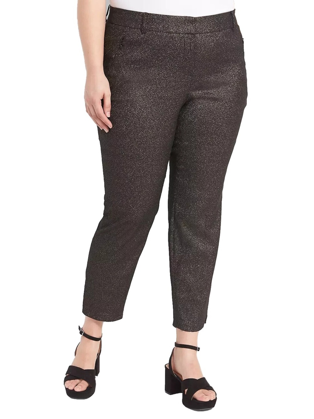 Lane Bryant Black Ankle Trousers with Gold Speckle